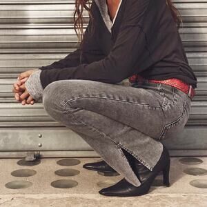 Free People We The Free Level Up Slit Slim Flare Jeans Ridge Grey size 32